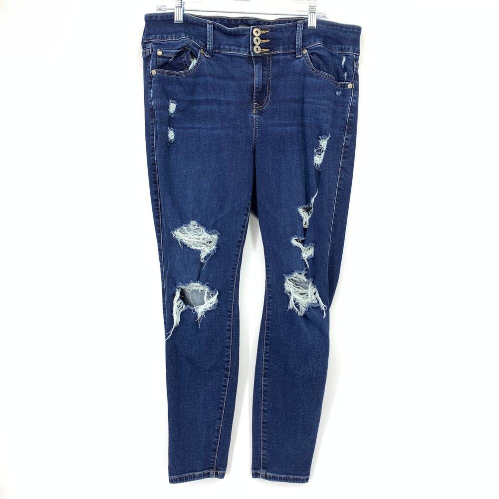 Torrid Jegging Jeans Women's Sz 16 High Rise Distressed Dark Wash Super Stretch